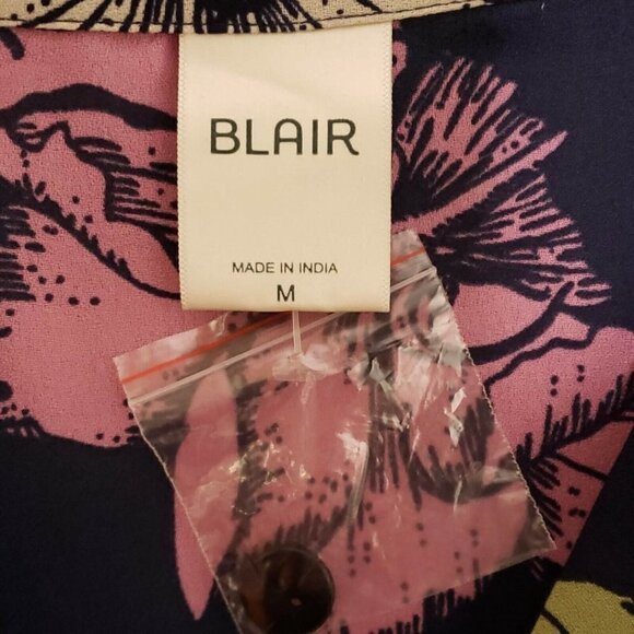 Blair NWOT Womens Navy Floral Button Up Duster Medium - Picture 4 of 5